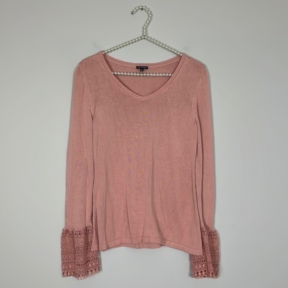 HANNAH Dusty Pink Top w/ Lace Cuffs SIZE S